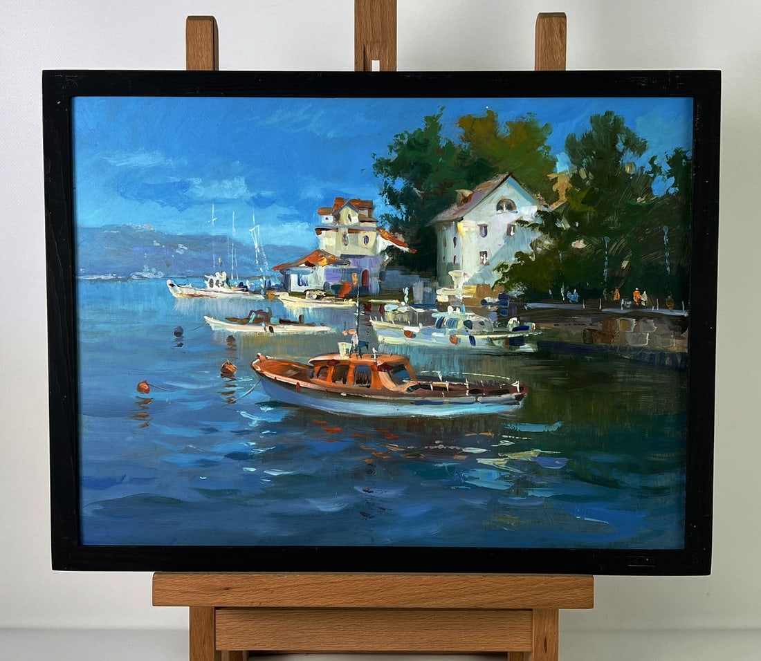 Oil painting City coastal boats Yuriy Suprunchuk (1 of 11)