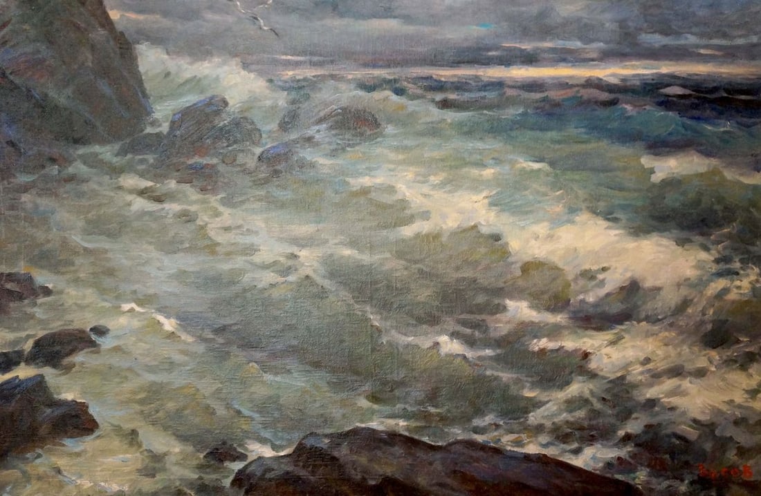 Oil painting Storm Basov Yakov Alexandrovich: Title: Oil painting Storm Basov Yakov Alexandrovich Description: Verns 885 *** ABOUT THIS PAINTING *** * TITLE: "Storm" * ARTISTS: Basov Yakov Alexandrovich * SIZE: 100x150 cm/'39.37x59.05 inches' * M