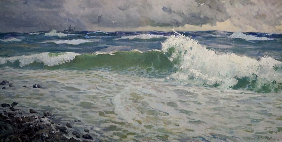 Oil painting Seascape Sulimenko Petr Stepanovich: Title: Oil painting Seascape Sulimenko Petr Stepanovich Description: Verns 936 *** ABOUT THIS PAINTING *** * TITLE: "Seascape" * ARTISTS: Sulimenko Petr Stepanovich * SIZE: 119x238 cm/'46.85x93.70 inc