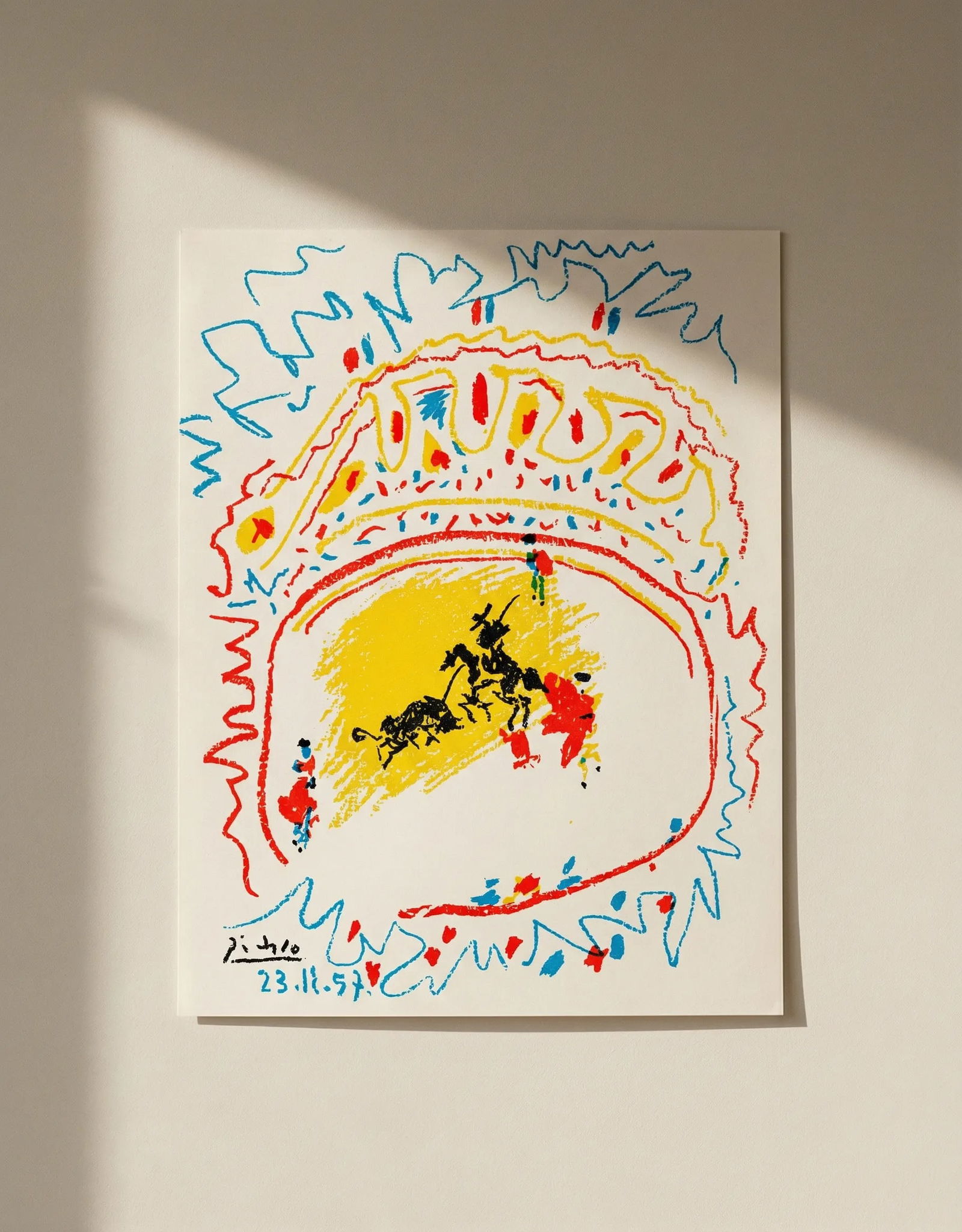 Picasso Original Lithograph Signed Corrida XXe Siecle 1971: Title: Picasso Original Lithograph Signed Corrida XXe Siecle 1971 Description: Artist: Pablo Picasso Title: Corrida Medium: Original Lithograph Marks: Signed & dated in Plate Paper Size:12.50 x 9.
