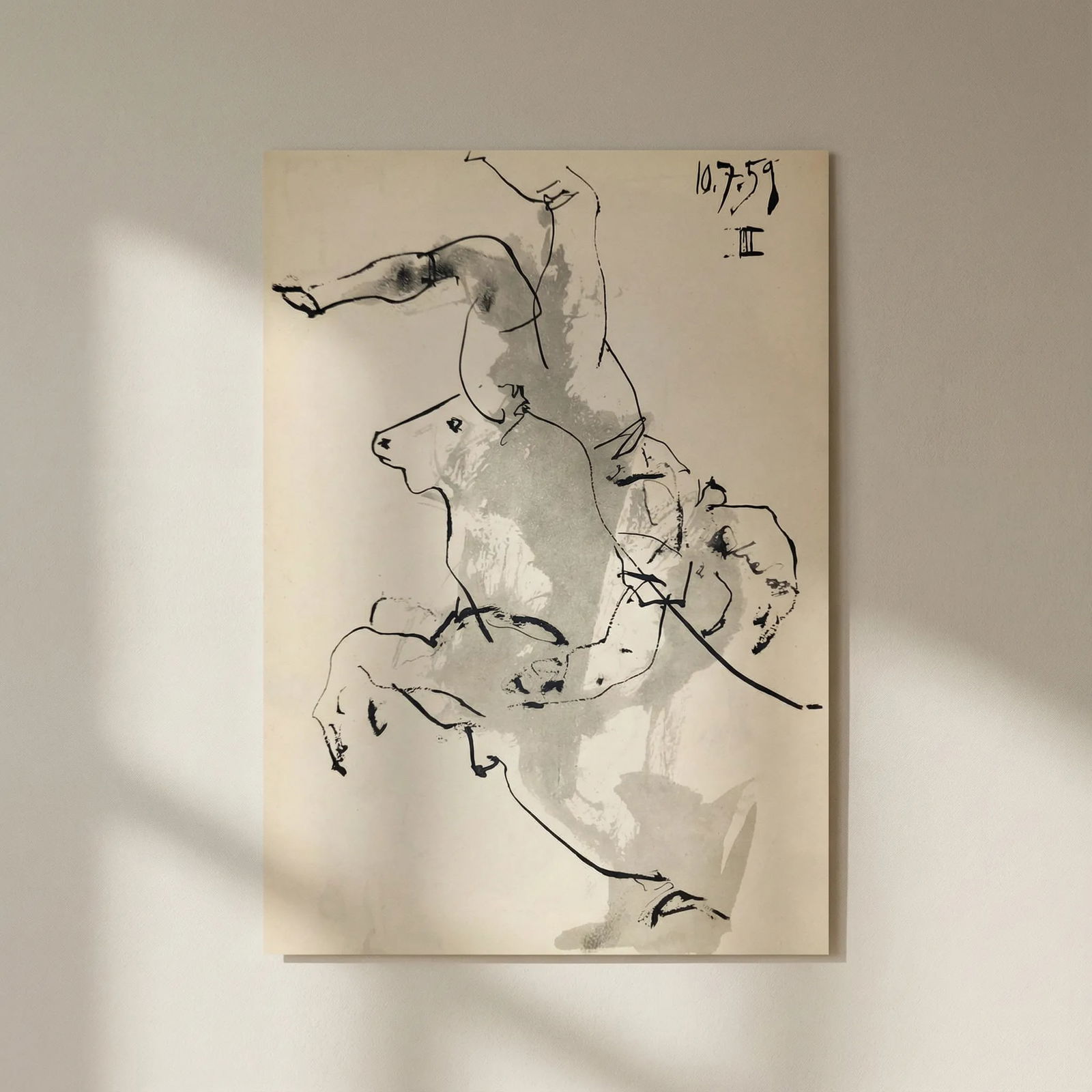 Pablo Picasso Toros y Toreros 3 dated 10/7/59: Title: Pablo Picasso Toros y Toreros 3 dated 10/7/59 Description: Artist: Pablo Picasso Country: Spain Title: Toros y Toreros 3 dated 10/7/59 Medium: Brichromie Marks: Not signed not numbered Paper si