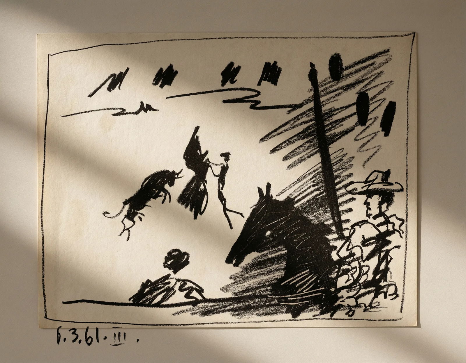 Pablo Picasso III . 6-3-61 Original Lithograph Pass with cape a los Toros: Title: Pablo Picasso III . 6-3-61 Original Lithograph Pass with cape a los Toros Description: Title: Pass with cape a los toros Artist: Pablo Picasso Country: Spain Medium: Original Lithograph? III .