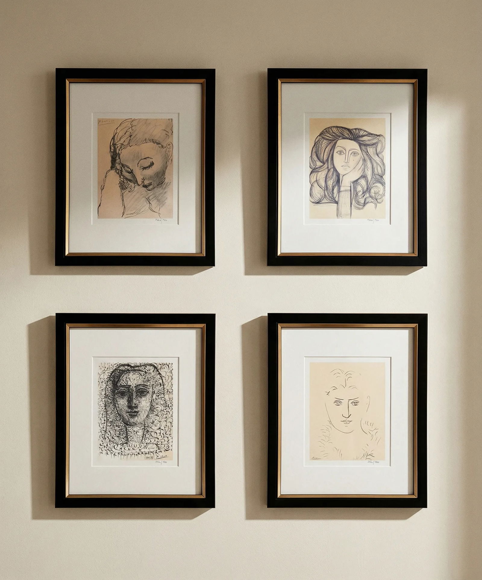 Pablo Picasso Women Set of 4 Framed: Title: Pablo Picasso Women Set of 4 Framed Description: Artist: Pablo Picasso Country: Spain Title: Women, set of 4 Medium: Giclees Marks: Limited Edition numbered, not signed Paper: Arches paper 10 x
