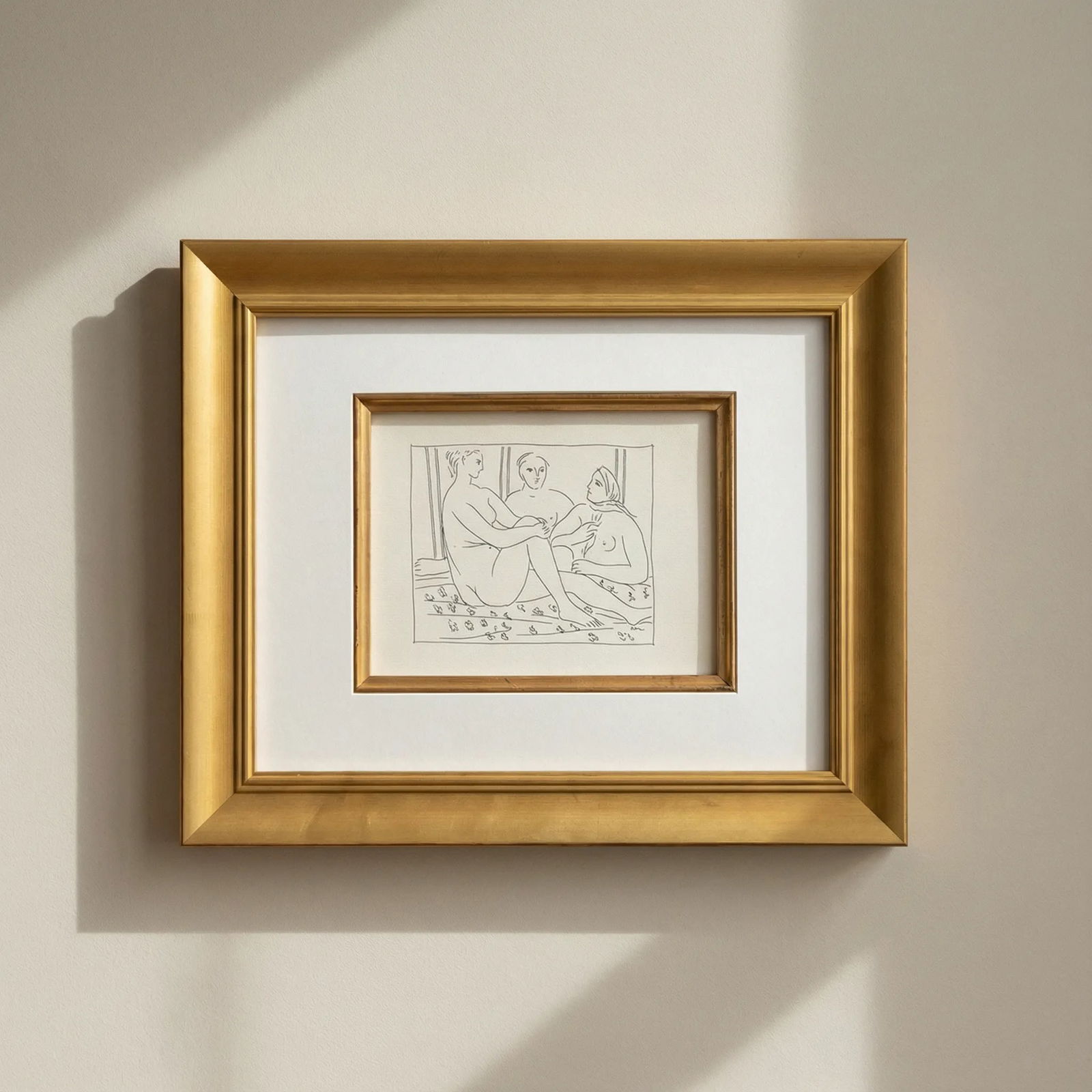 Picasso 26 Three female nude framed: Title: Picasso 26 Three female nude framed Description: Title: Three female nude Artist: Pablo Picasso (after) Country: Spain Medium: Facsimile - 26 Marks: Not signed, not numbered Paper Size: 11 x 8.