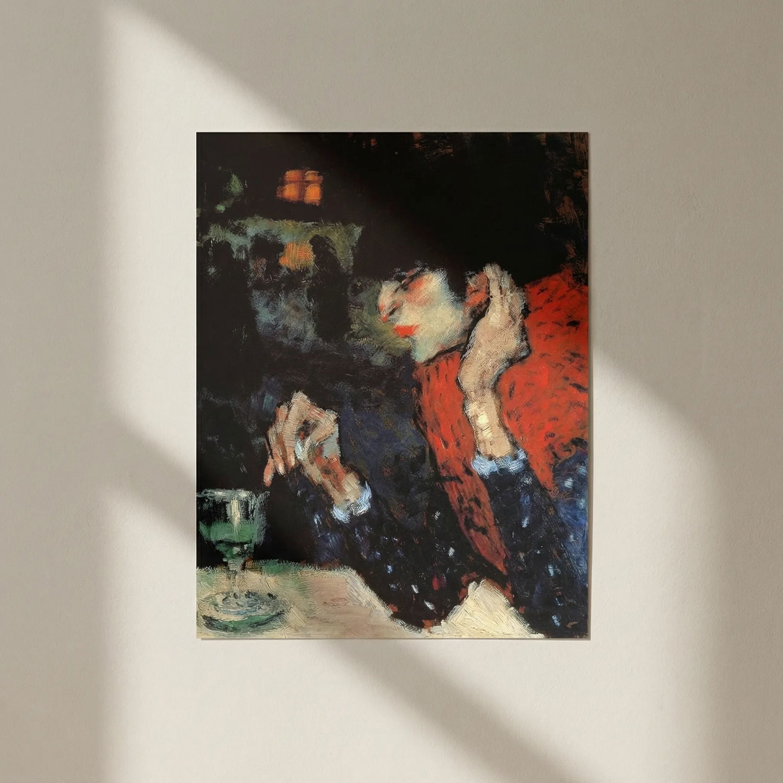 Picasso The absinthe drinker Giclee Numbered Edition: Title: Picasso The absinthe drinker Giclee Numbered Edition Description: Artist: Pablo Picasso Title: The absinthe drinker Medium: Giclee Marks: L.E numbered Paper size: watercolor paper 19 x 13 inch