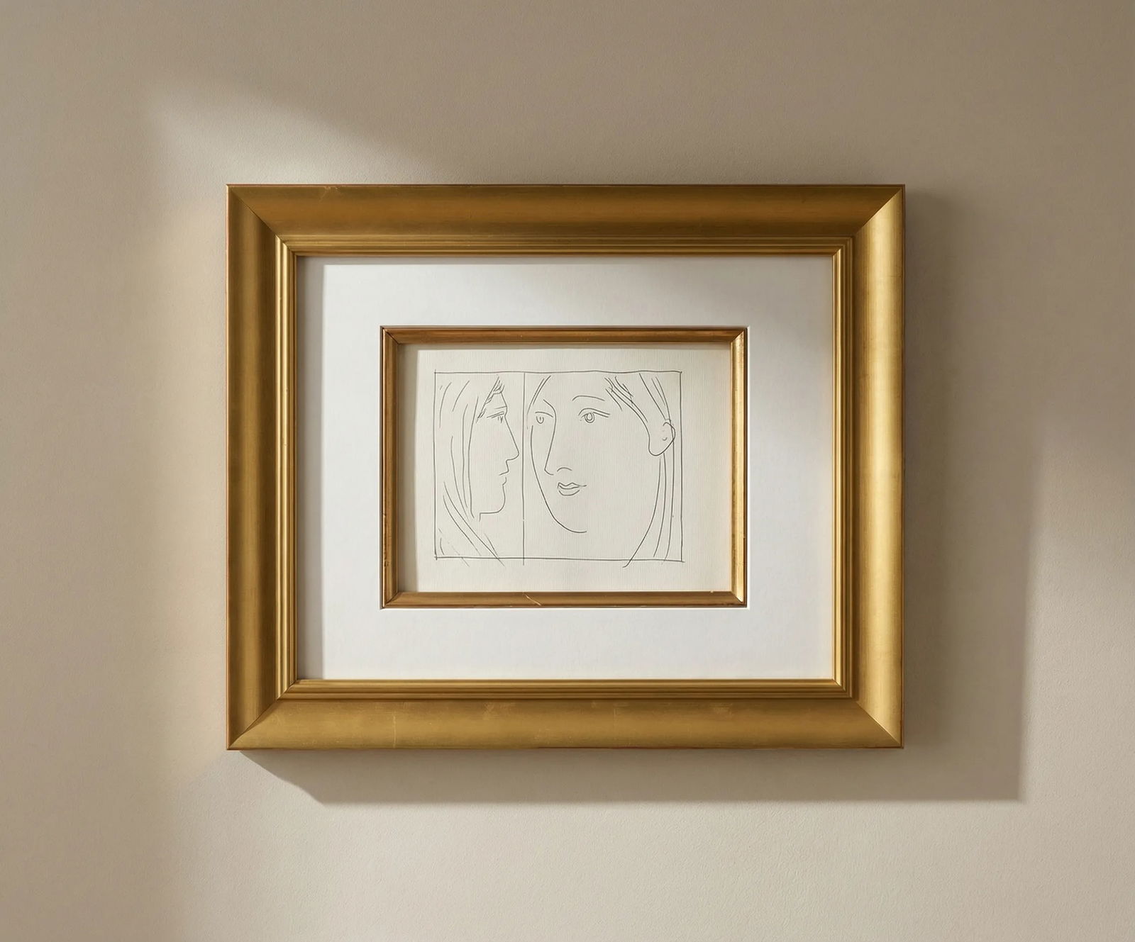 Picasso 19 Two heads of women framed: Title: Picasso 19 Two heads of women framed Description: Title: Two heads of women Artist: Pablo Picasso (after) Country: Spain Medium: Facsimile - 19 Marks: Not signed, not numbered Paper Size: 11 x