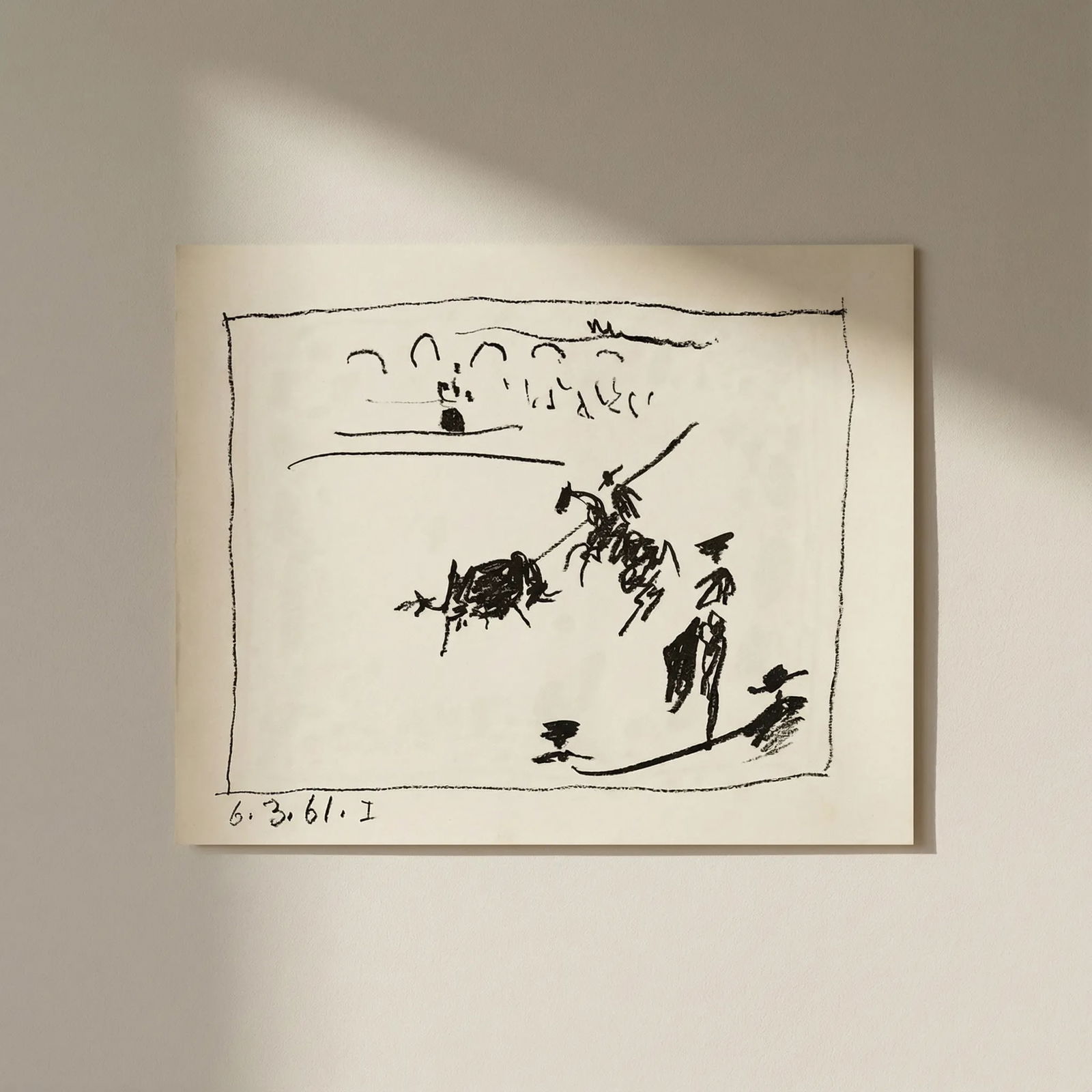 Pablo Picasso I . 6-3-61 Original Lithograph The pick a los toros: Title: Pablo Picasso I . 6-3-61 Original Lithograph The pick a los toros Description: Title:? The pick a los toros Artist: Pablo Picasso Country: Spain Medium: Original Lithograph? I . 6-3-61 Marks: D