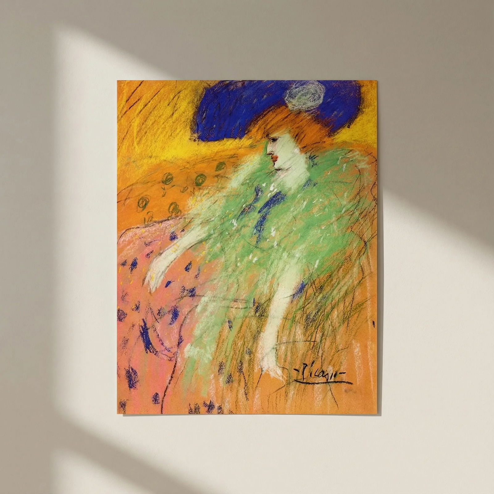 Picasso Giclee Woman in blue hat numbered edition: Title: Picasso Giclee Woman in blue hat numbered edition Description: Artist: Pablo Picasso Title: Woman in blue Medium: Giclee Marks: L.E numbered Paper size: watercolor paper 19 x 13 inch Printed: 2