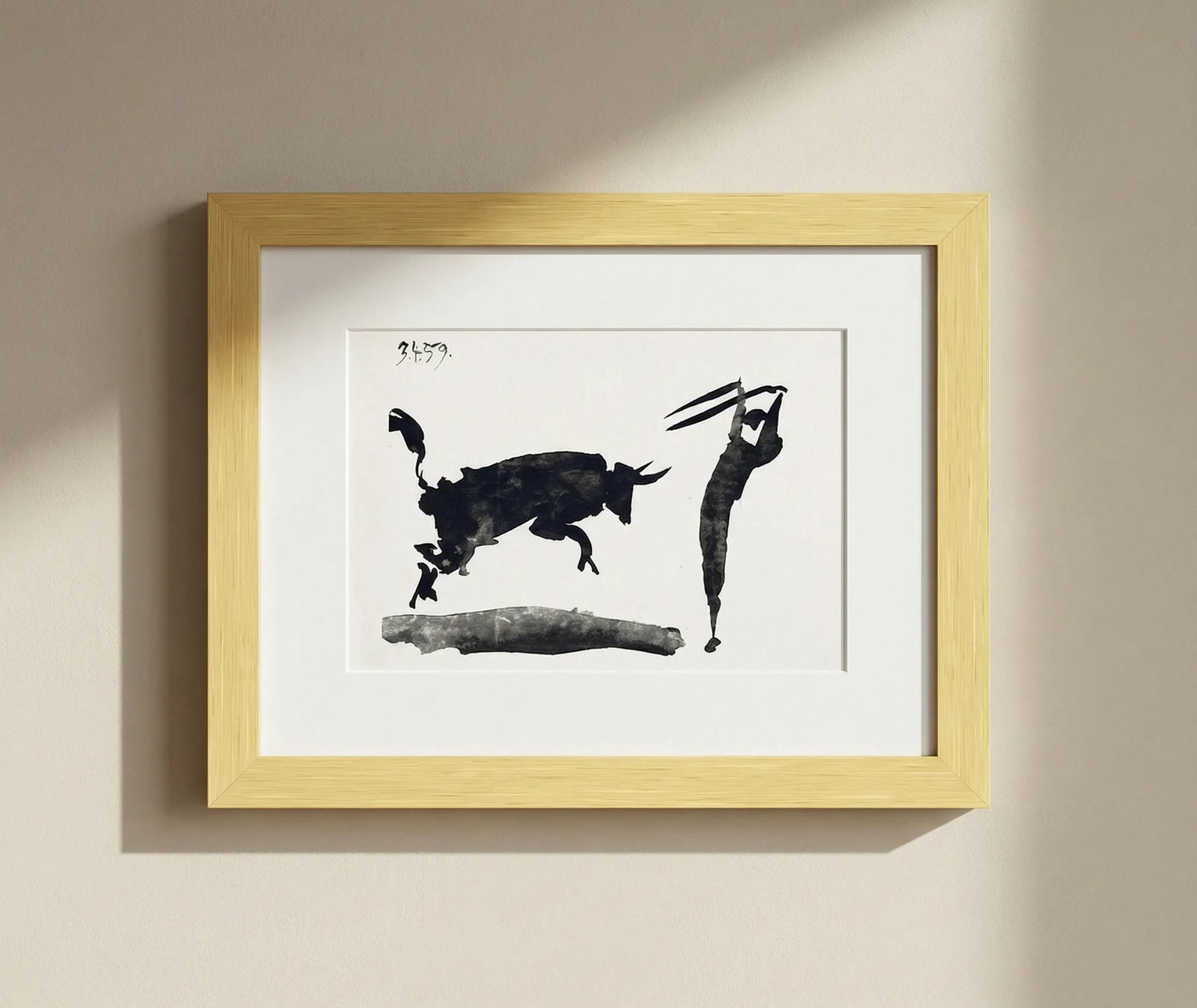 Pablo Picasso Framed Toros y Toreros 10 dated 3/4/59: Title: Pablo Picasso Framed Toros y Toreros 10 dated 3/4/59 Description: Artist: Pablo Picasso Country: Spain Title: Toros y Toreros 10 dated 3/4/59 Medium: Bichromie Marks: Not signed, not numbered P