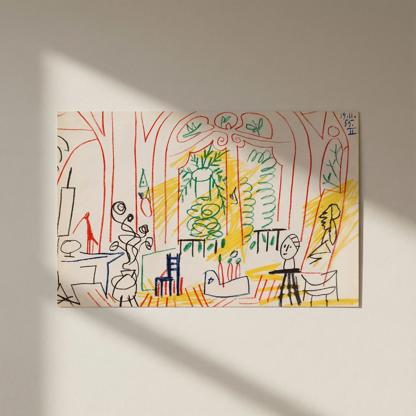 Picasso Sketchbook Carnet de la Californie Print # 2 dated 19/11/1955: Title: Picasso Sketchbook Carnet de la Californie Print # 2 dated 19/11/1955 Description: TTitle: Untitled?No 2 dated 19/11/1955 Artist: Pablo Picasso Country: Spain Medium: Offset print Marks: Not Si