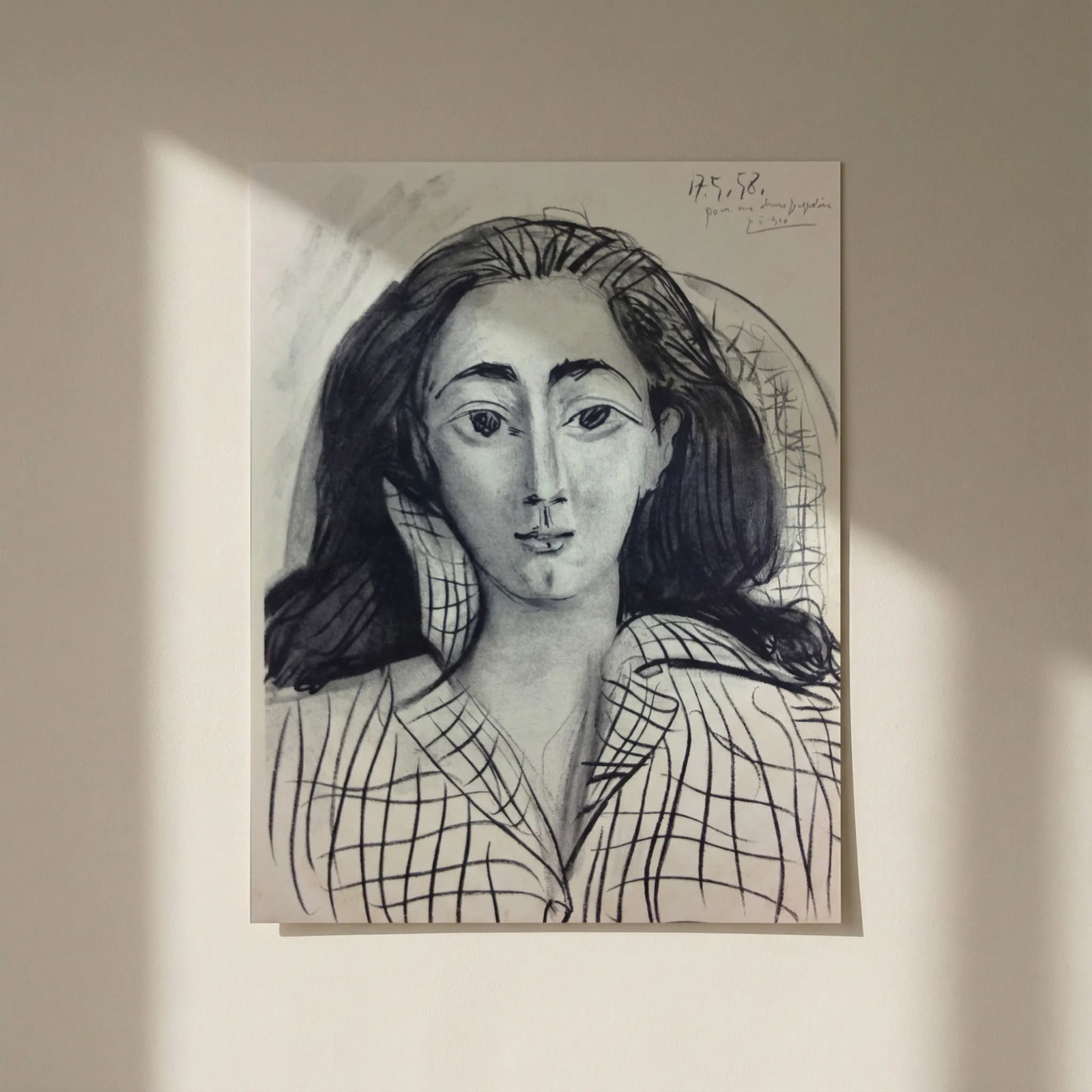 Picasso Lithograph Pour Jaquelin Signed & dated in plate 1958: Title: Picasso Lithograph Pour Jaquelin Signed & dated in plate 1958 Description: Artist: Pablo Picasso Title: Pour Jaquelin Medium: Lithograph Marks: Signed & dated in Plate Paper Size: 12 x 9.50