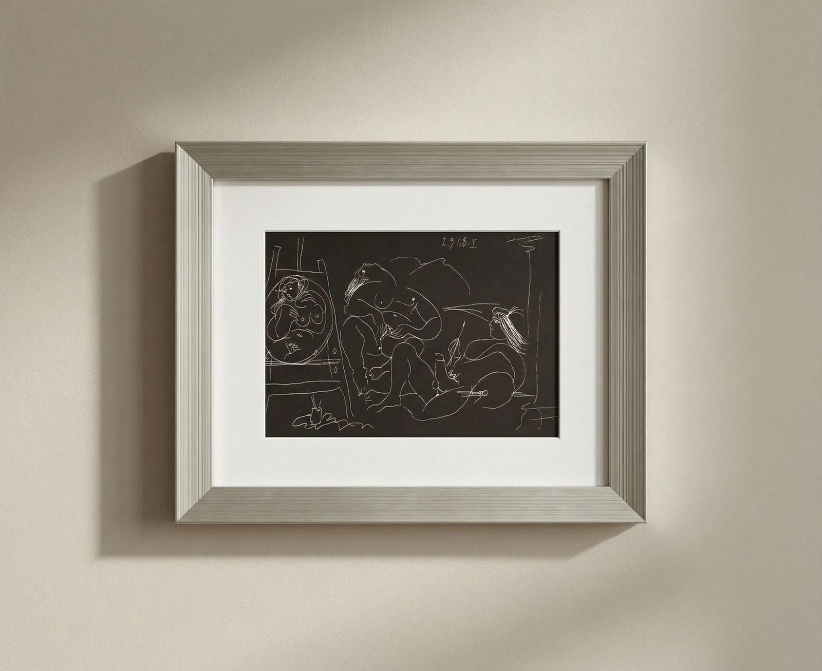 Picasso Gravure Erotic 1 /9/1968 framed: Title: Picasso Gravure Erotic 1 /9/1968 framed Description: Title: Untitled Erotic 1 Artist: Pablo Picasso Country: Spain Medium: Lithograph Marks: Not signed, not numbered Paper Size: 11 x 11 inch Pr