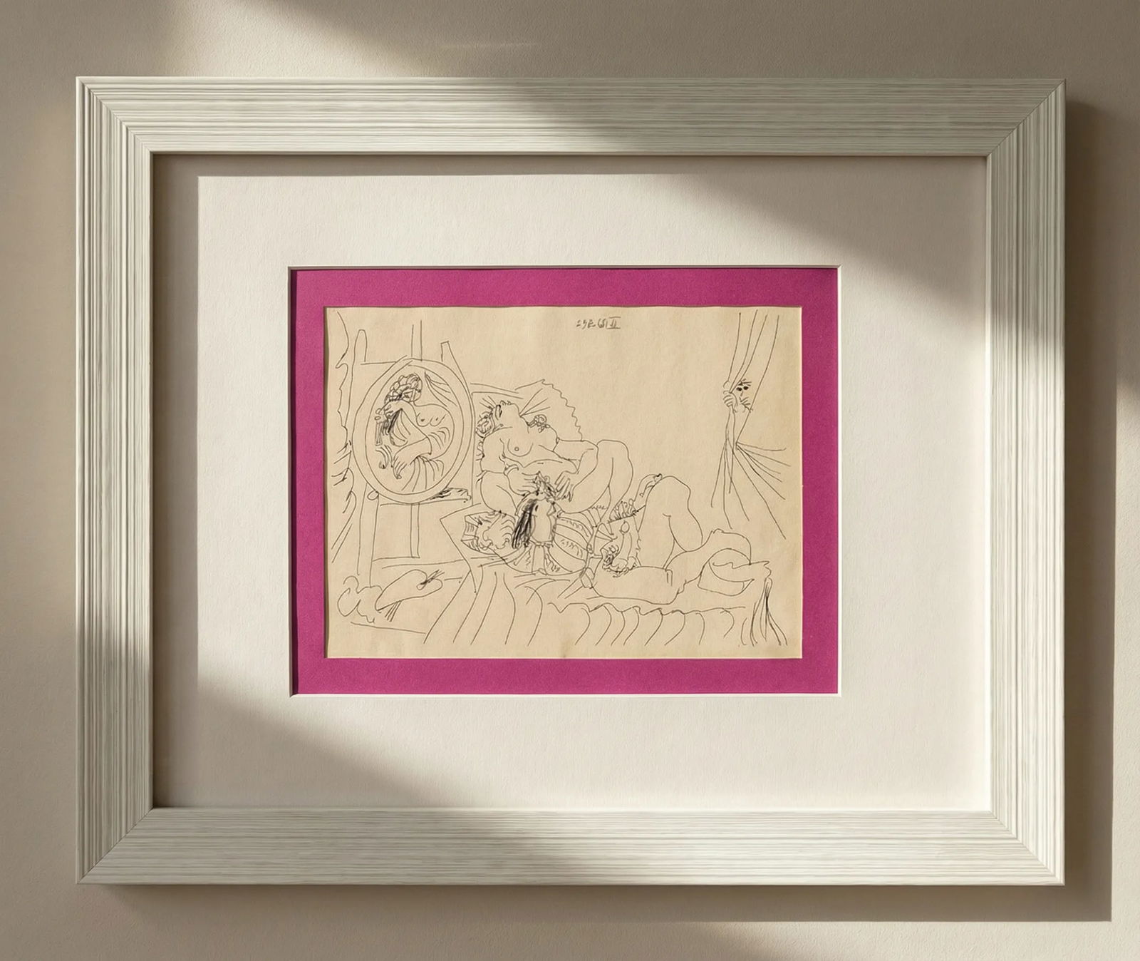 Picasso Erotic Gravure The Voyeur 2-29/8/68 Framed: Title: Picasso Erotic Gravure The Voyeur 2-29/8/68 Framed Description: Title: The Voyeur 2 - 29 /8/1968 Artist: Pablo Picasso Country: Spain Medium: Lithograph Marks: Not signed, not numbered Paper Si