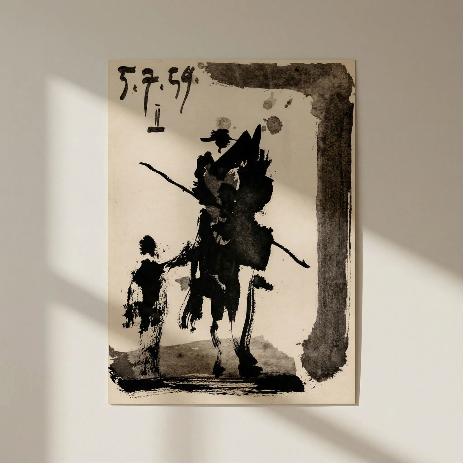 Pablo Picasso Toros y Toreros 2 dated 5/7/59: Title: Pablo Picasso Toros y Toreros 2 dated 5/7/59 Description: Artist: Pablo Picasso Country: Spain Title: Toros y Toreros 2 dated 5/7/59 Medium: Bichromie Marks: Not signed not numbered Paper size: