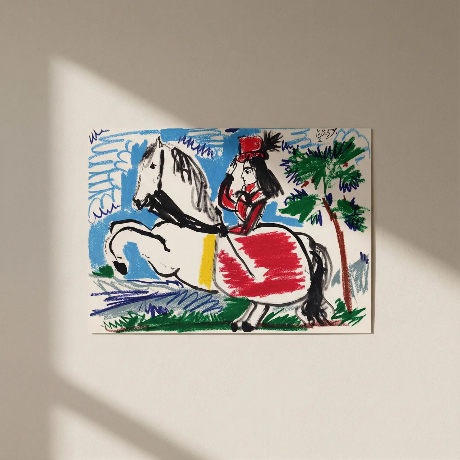 1961 Picasso Toros y Toreros 10 dated 10/3/59: Title: 1961 Picasso Toros y Toreros 10 dated 10/3/59 Description: Artist: Pablo Picasso County: Spain Title: Toros y Toreros 10 dated 10/3/59 Medium: Bichromie Paper size: On vellum 14.75 x 10.50 inch