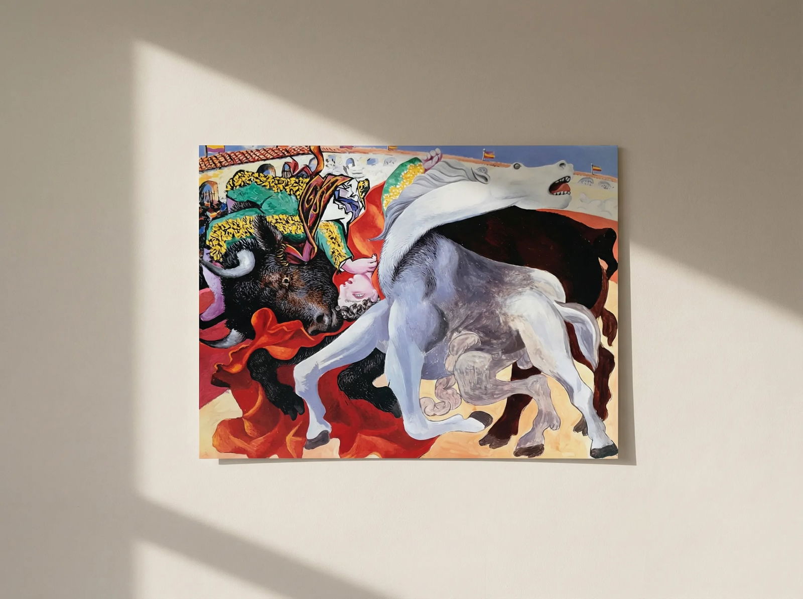 Pablo Picasso Poster Corrida la mort du torero: Title: Pablo Picasso Poster Corrida la mort du torero Description: Artist: Pablo Picasso Title: Poster Corrida la mort du torero Medium: Quadrichromie printed in France, Paper Size: 21 x 28 inch Condi
