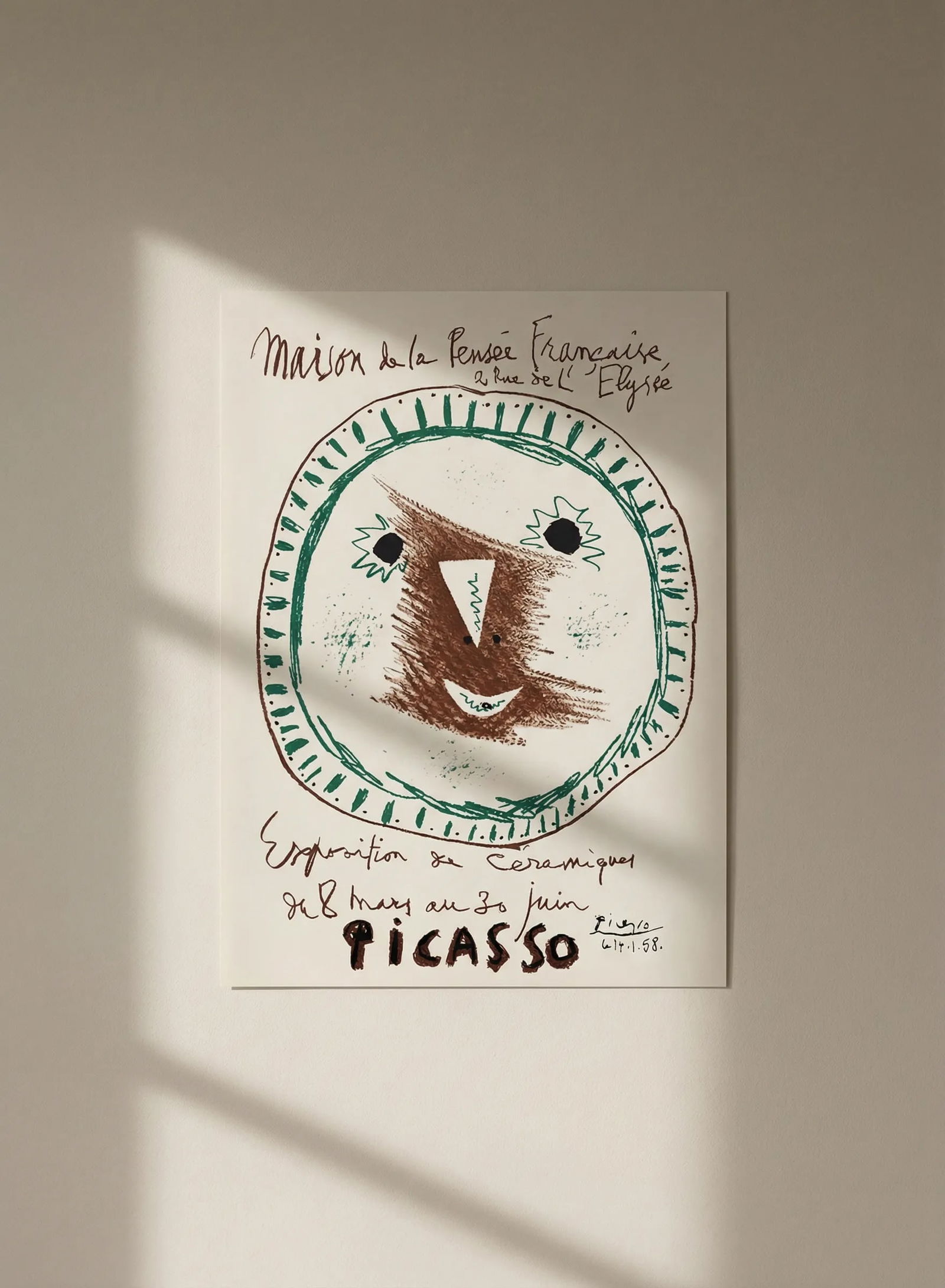 Picasso Lithograph 90 Expo Ceramiques Art in posters: Title: Picasso Lithograph 90 Expo Ceramiques Art in posters Description: Title: Vallaris Exposition 1956 Artist: Pablo Picasso Country: Spain Medium: Lithograph - 90 Paper size: 12.50 X 9.50 inch Prin