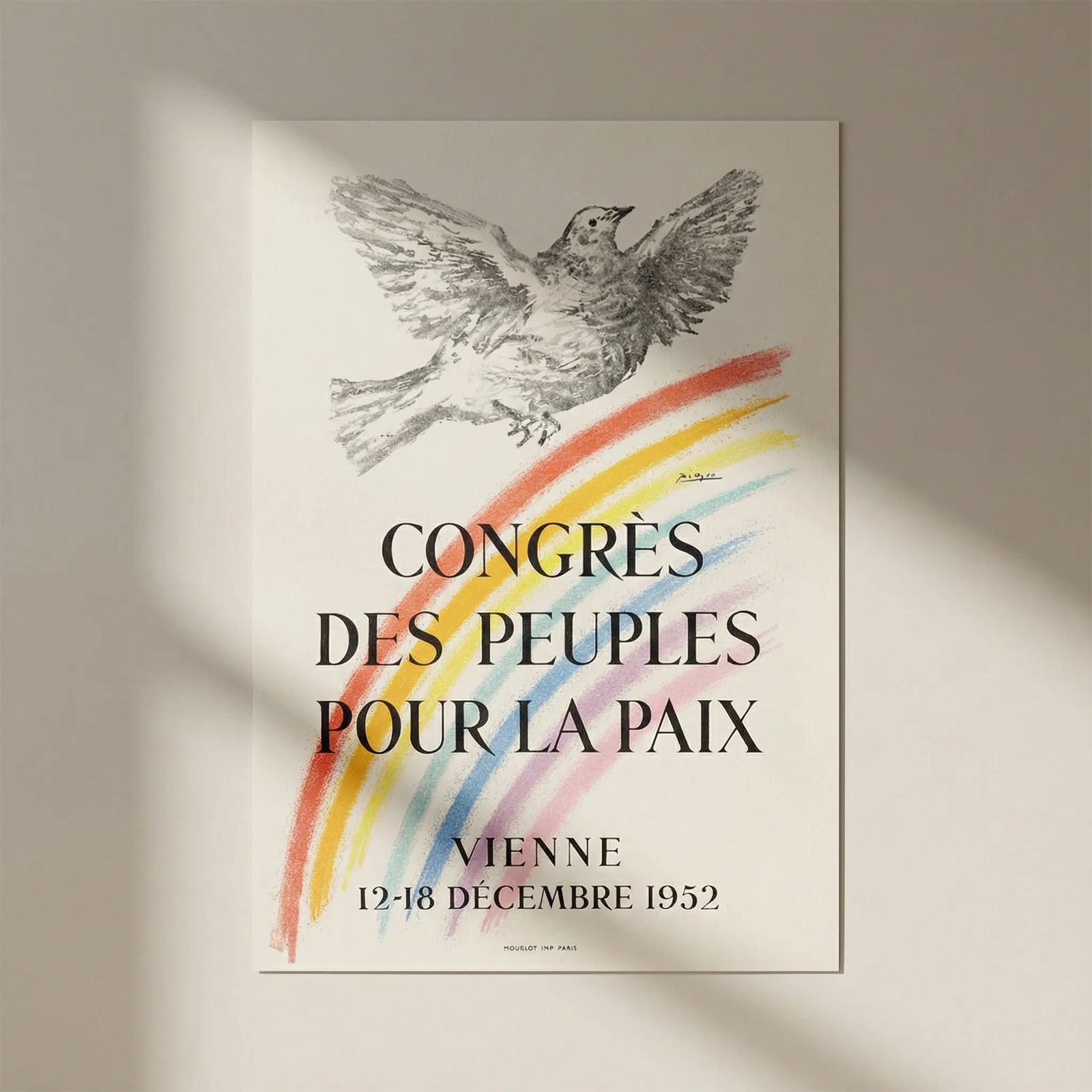 Picasso Lithograph 67 Congres la paix 1959: Title: Picasso Lithograph 67 Congres la paix 1959 Description: Title: Congres de peuples pour la paix Artist: Pablo Picasso Country: Spain Medium: Lithograph - 67 Paper size: 12.50 X 9.50 inch Printed