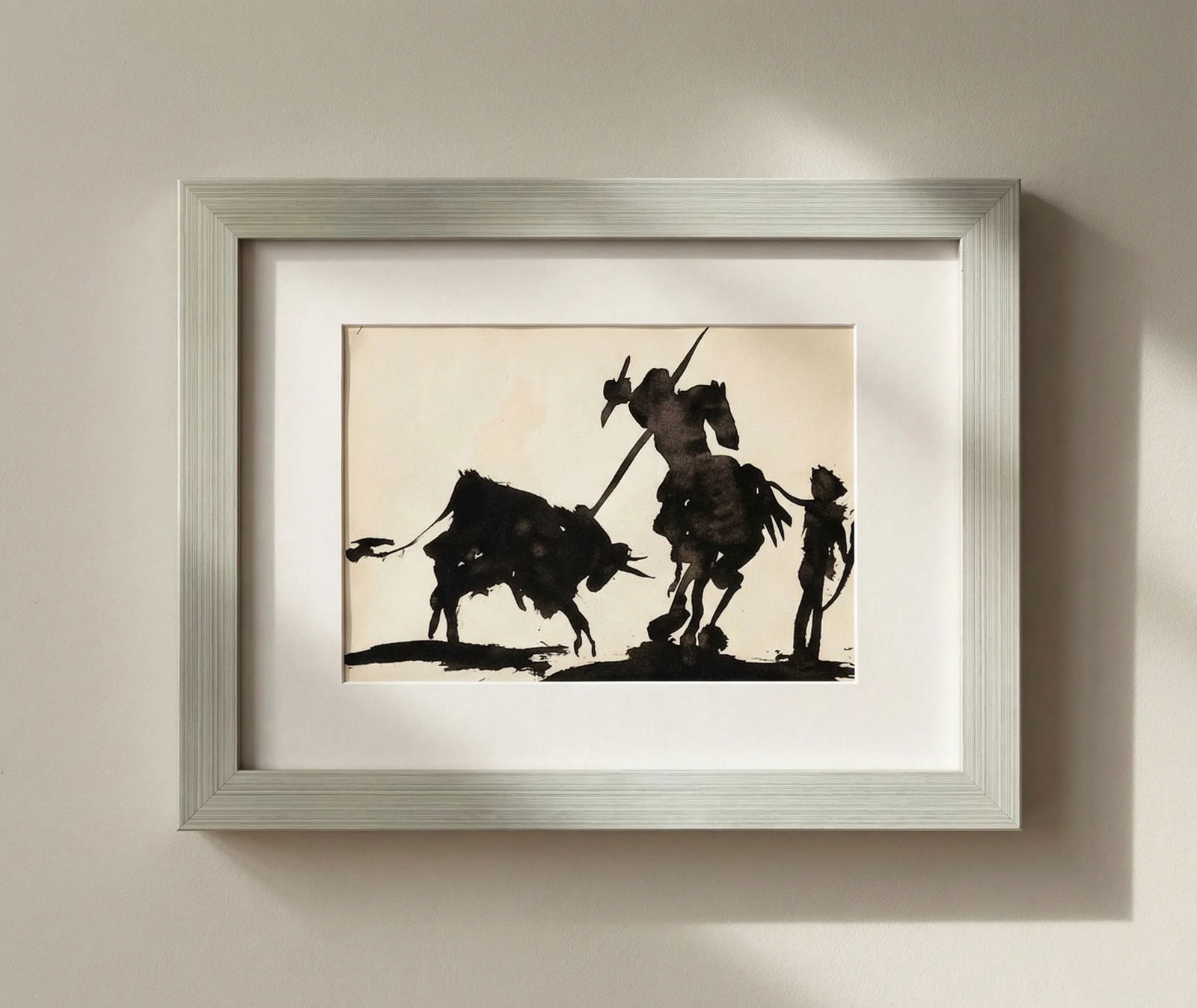 Pablo Picasso Toros y Toreros framed: Title: Pablo Picasso Toros y Toreros framed Description: Artist: Pablo Picasso Country: Spain Title: Toros y Toreros Medium: Bichromie Marks: Not signed, not numbered Paper size: Vellum 14.75 x 10.50