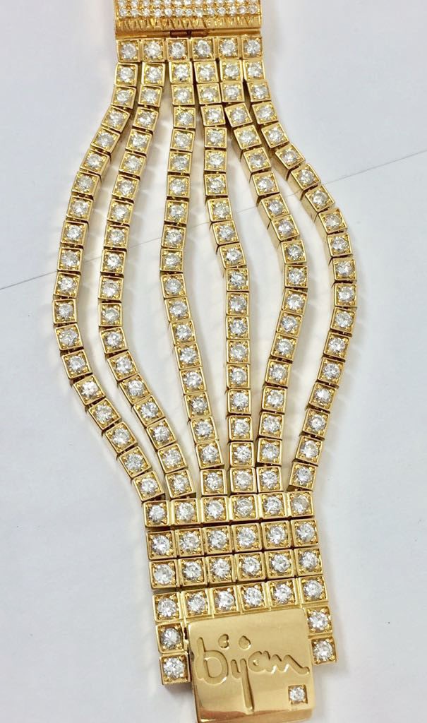 18k Yellow Gold BIJAN Ladies watch w/16ct Diamonds 25 pc out 100* EXLNT - 6