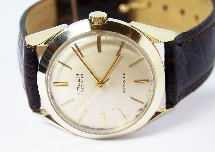 Vintage 14k GRUEN PRECISION 23J Mens Automatic Watch 1950s* EXLNT* SERVICED - 6