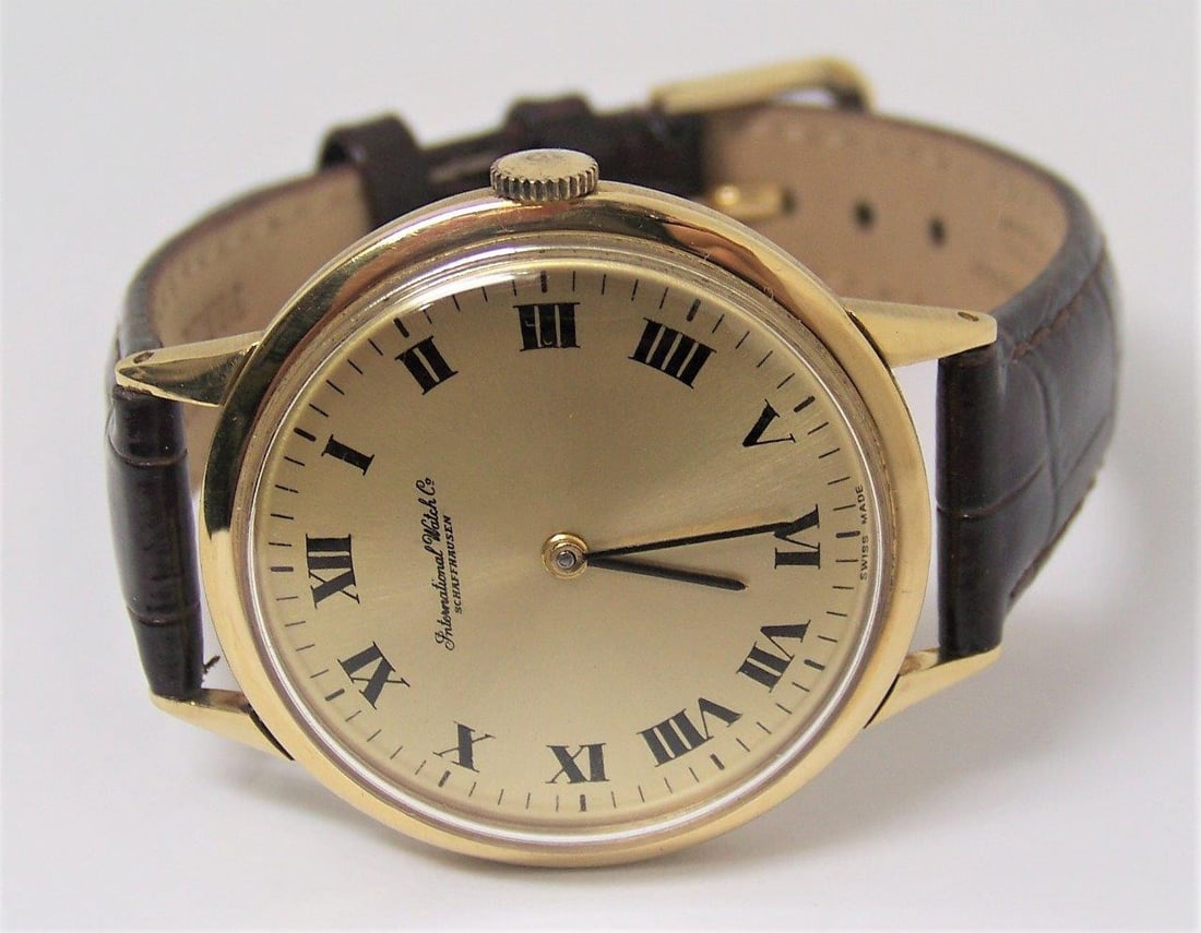 Vintage 18k Gold IWC SHAFFHAUSEN Winding Watch 1960s Cal C423 EXLNT* SERVICED - 5