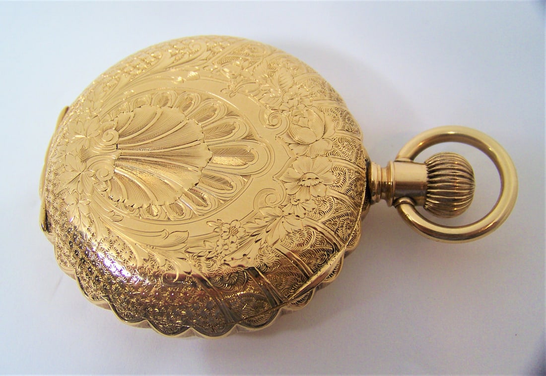 Antique Solid & Heavy 14K Gold E.HOWARD & Co BOSTON watch c.1900 HAND ENGRAVED - 4