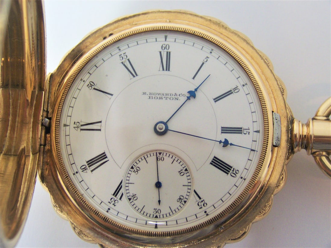 Antique Solid & Heavy 14K Gold E.HOWARD & Co BOSTON watch c.1900 HAND ENGRAVED - 7