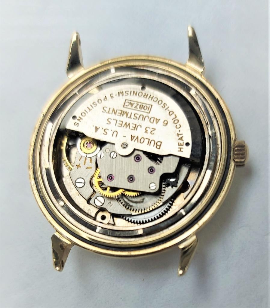 Vintage Solid 14k BULOVA MYSTRY DIAL Mens Automatic Watch Cal 10BZAC c.1959 - 8