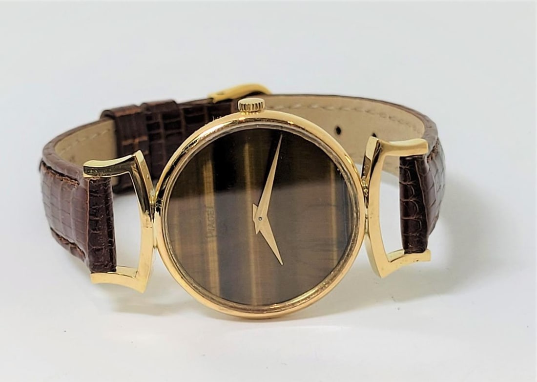 Solid 18k PIAGET Ladies Dress Watch Ref 9015 Cal 9P with Tiger-Eye Stone Dial - 3