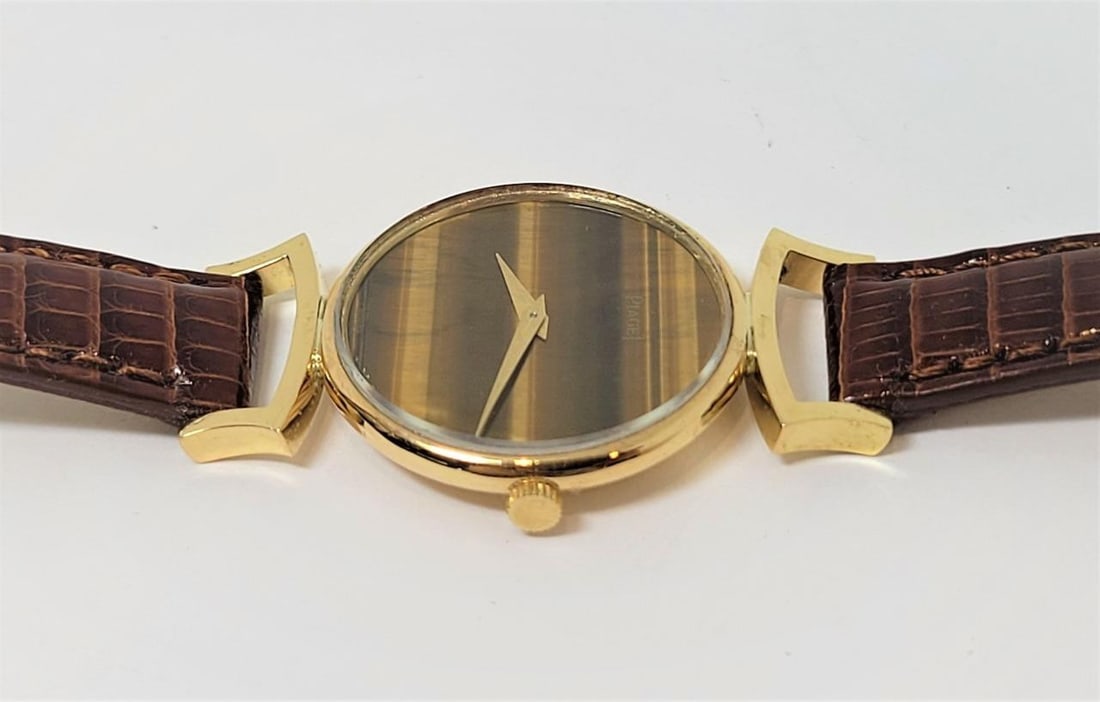 Solid 18k PIAGET Ladies Dress Watch Ref 9015 Cal 9P with Tiger-Eye Stone Dial - 6