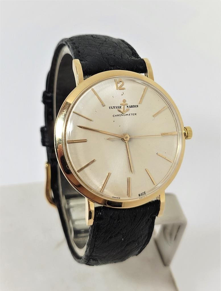 Vintage 18k ULYSSE NARDIN CHRONOMETER Winding Watch Cal N115S c.1960s EXLNT - 4