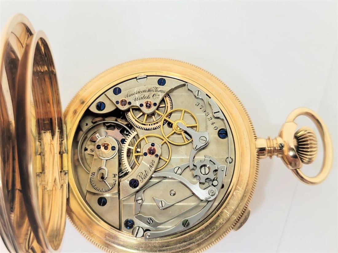 Antique Solid & Heavy 14k WALTHAM Chronograph Open Case Pocket Watch* Very Rare! - 9