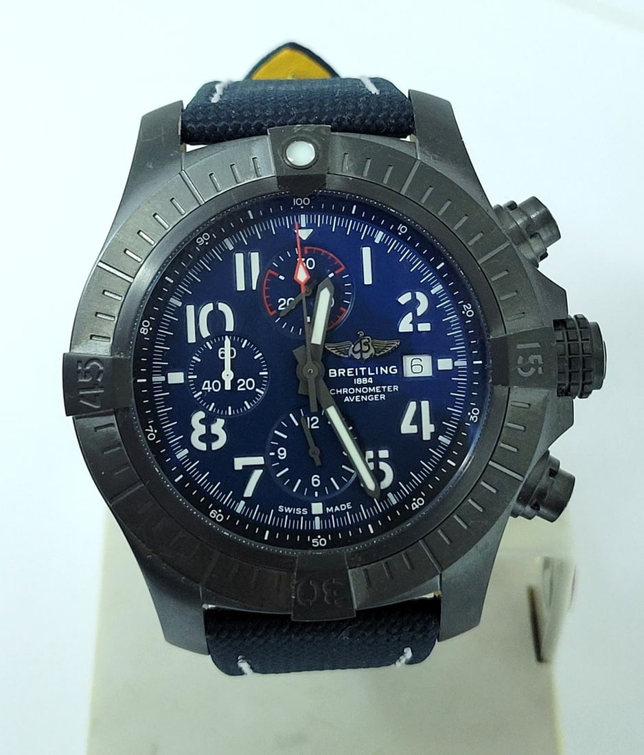 Mens BREITLING Super Avenger Black Night Mission Men's Watch V13375* EXLNT - 2