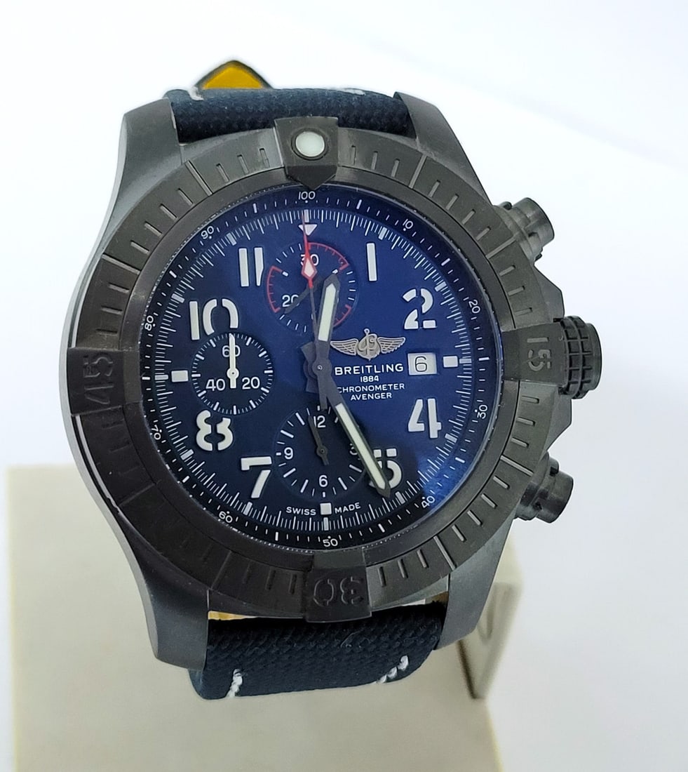 Mens BREITLING Super Avenger Black Night Mission Men's Watch V13375* EXLNT - 3