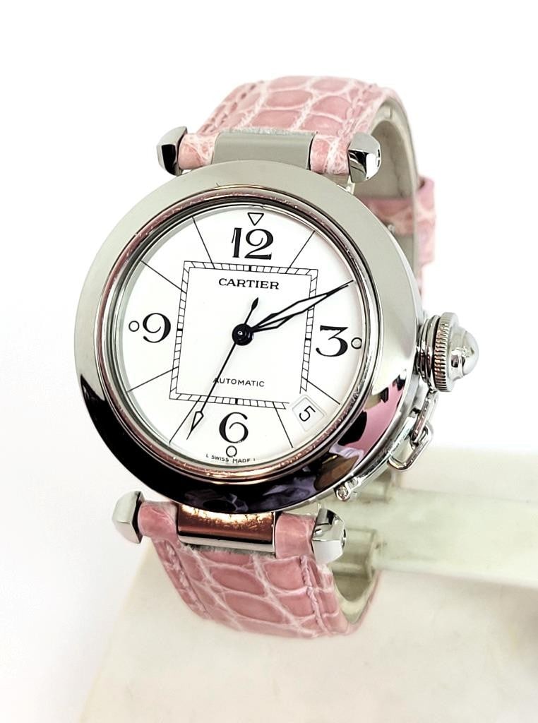 S/Steel Ladies CARTIER PASHA Automatic Watch Ref. 2324* 35.5 mm White Dial EXLNT - 4