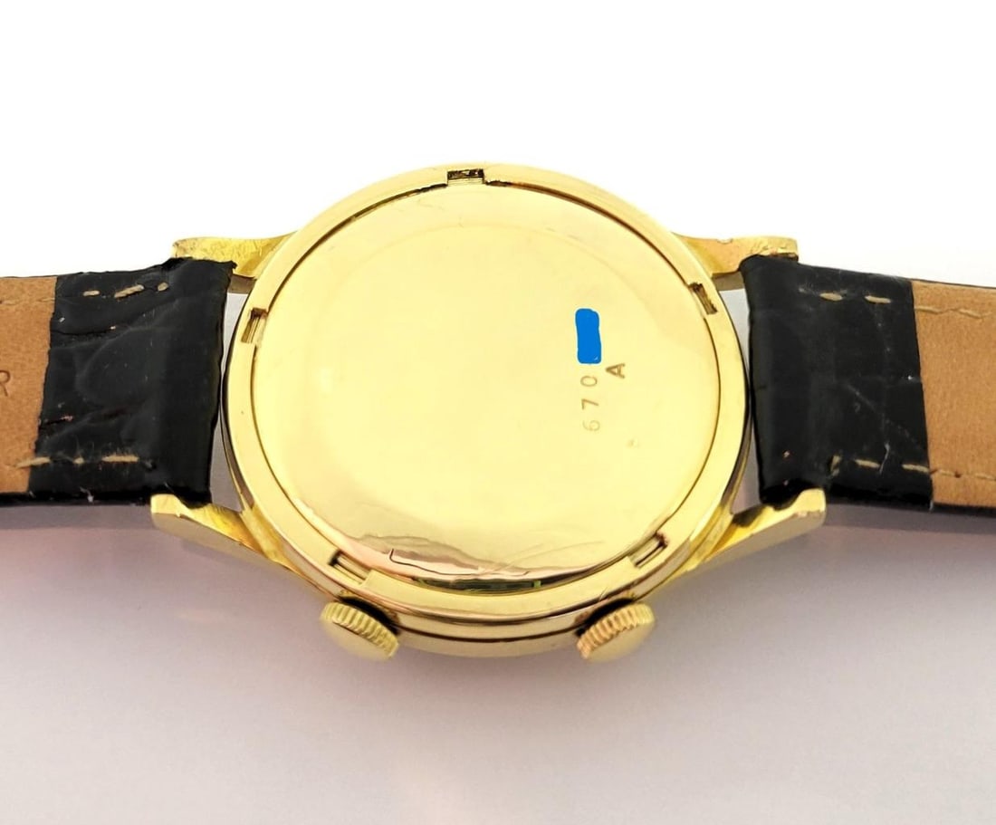 Vintage 18K JAEGER-LeCOULTRE Winding MEMOVOX Alarm Watch c.1950s Cal 489 EXLNT - 9