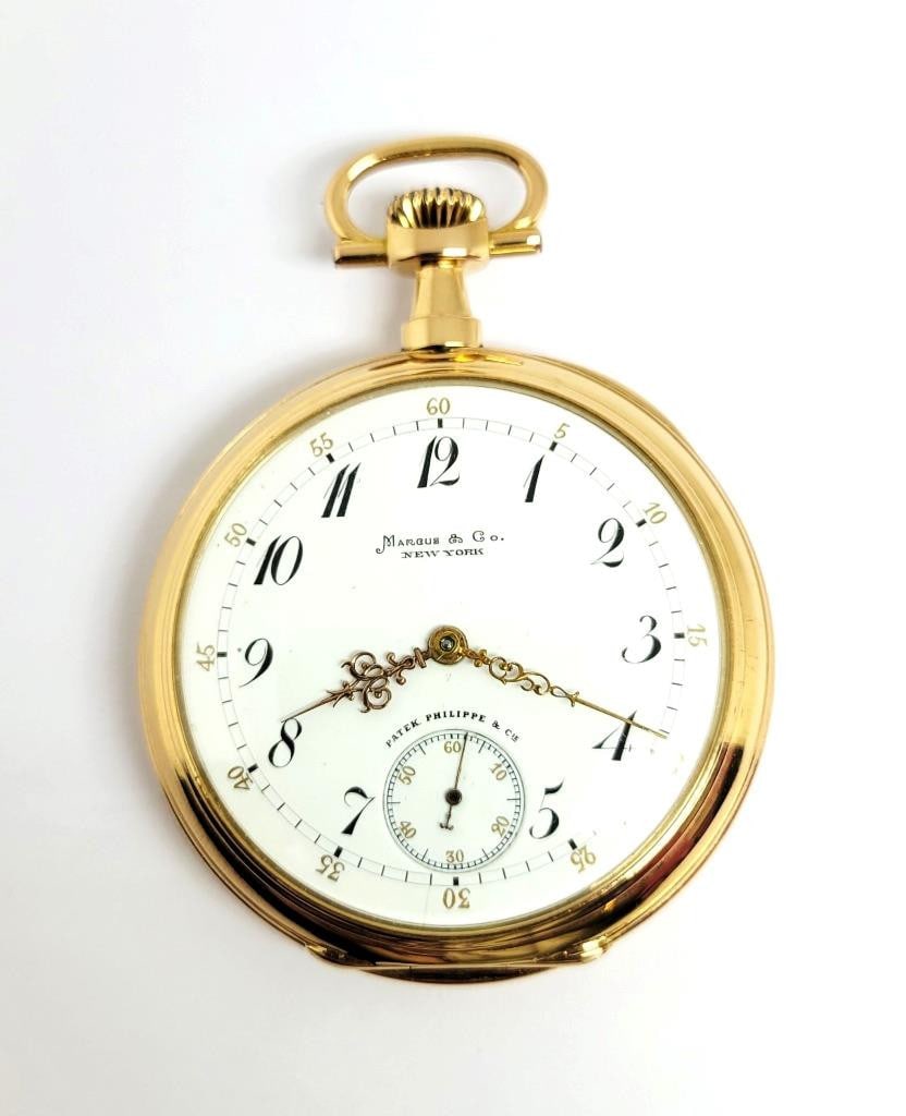 Antique 18K Gold MARCUS & Co by PATEK PHILIPPE Pocket watch c.1890* 50 mm* EXLNT