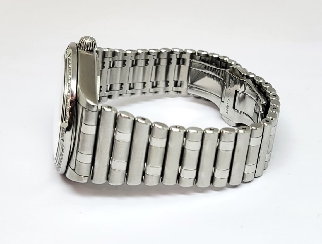 S/Steel BREITLING CHRONOMAT Automatic Watch with Diamond Bezel A13080* EXLNT - 4