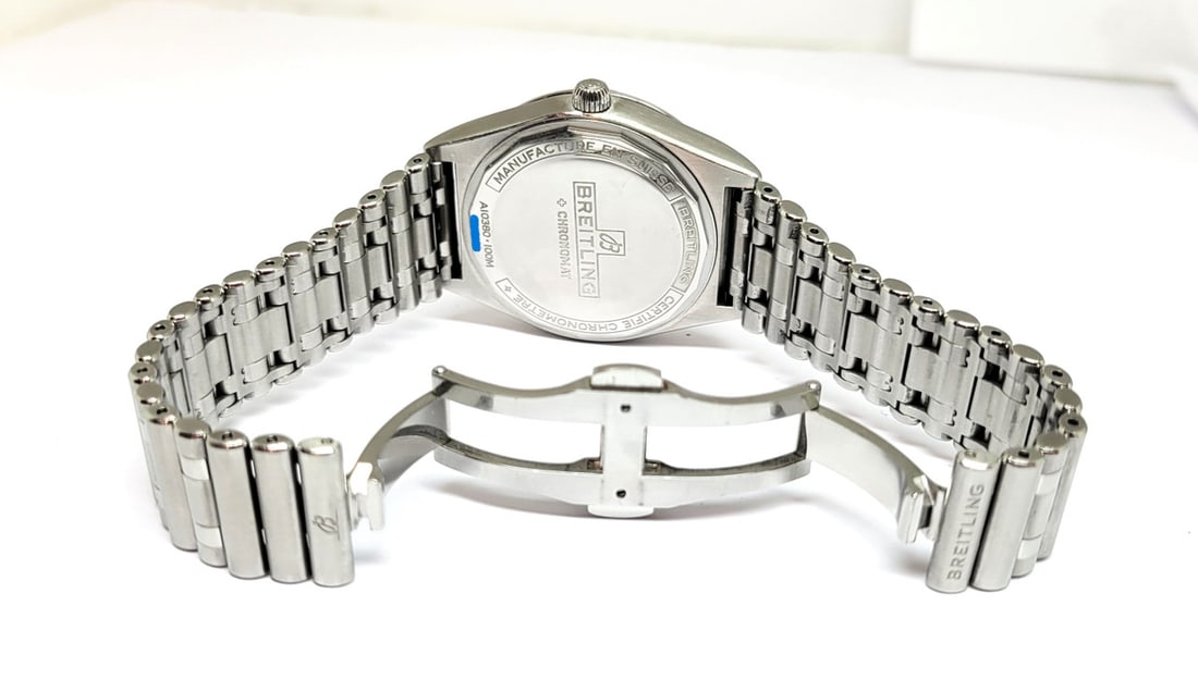 S/Steel BREITLING CHRONOMAT Automatic Watch with Diamond Bezel A13080* EXLNT - 7