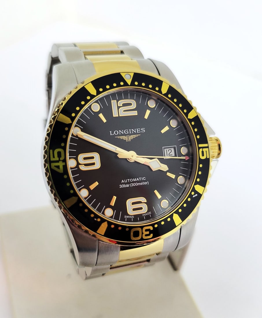Mens Two Tone S/Steel LONGINES Hydro Conquest Automatic Black Dial Watch L3.742.3 - 3