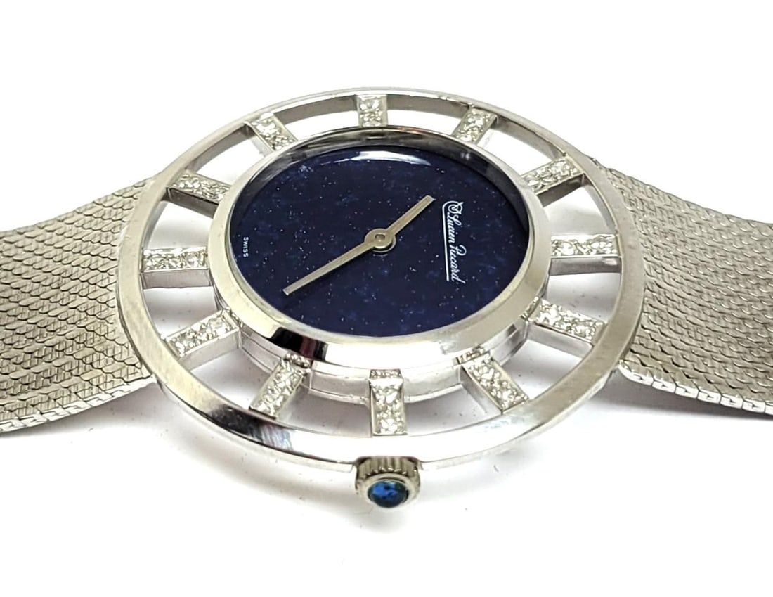 Vintage 14k White Gold LUCIEN PICCARD Ladies Winding Watch with Diamonds* EXLNT - 7