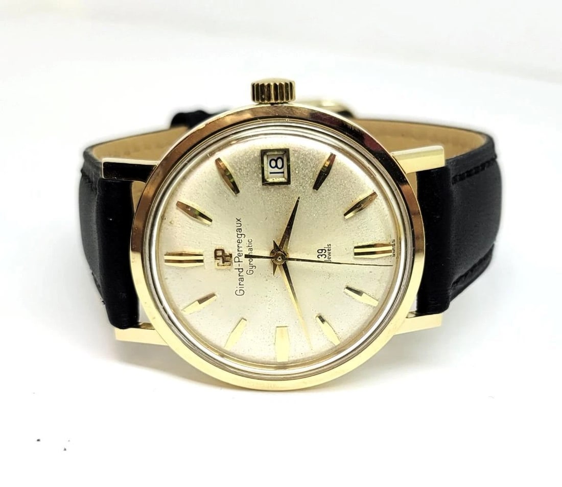 Vintage 14k GIRARD PERREGAUX Mens 39 Jewels Gyromatic Watch 1960s EXLNT SERVICED - 4
