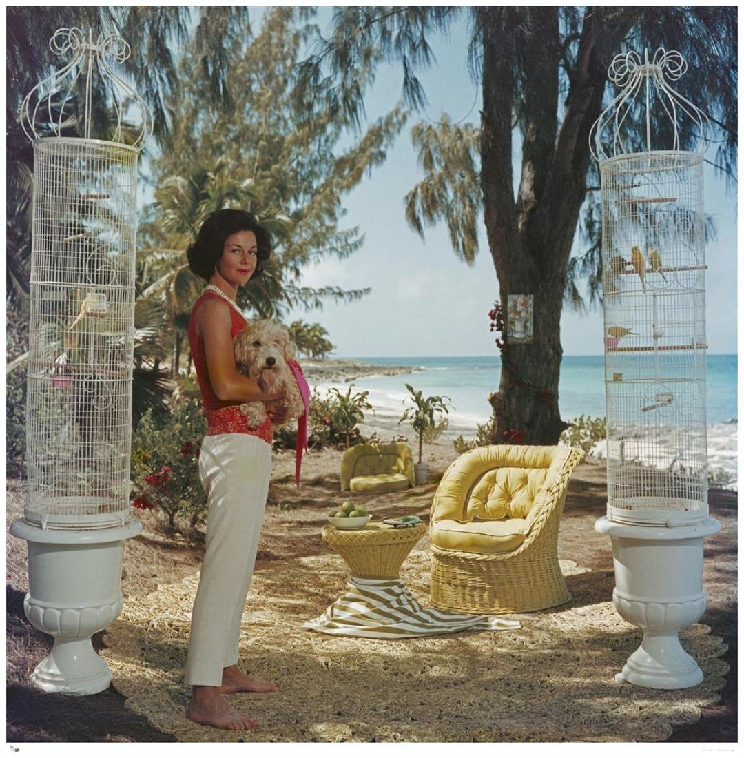 Gloria Schiff 1963 - Slim Aarons Estate Stamped: 1963 (printed later): Title: Gloria Schiff 1963 - Slim Aarons Estate Stamped: 1963 (printed later) Description: Gloria Schiff 1963 - Slim Aarons Estate Stamped Gloria Schiff, the twin sister of Consuelo Crespi, with her pe