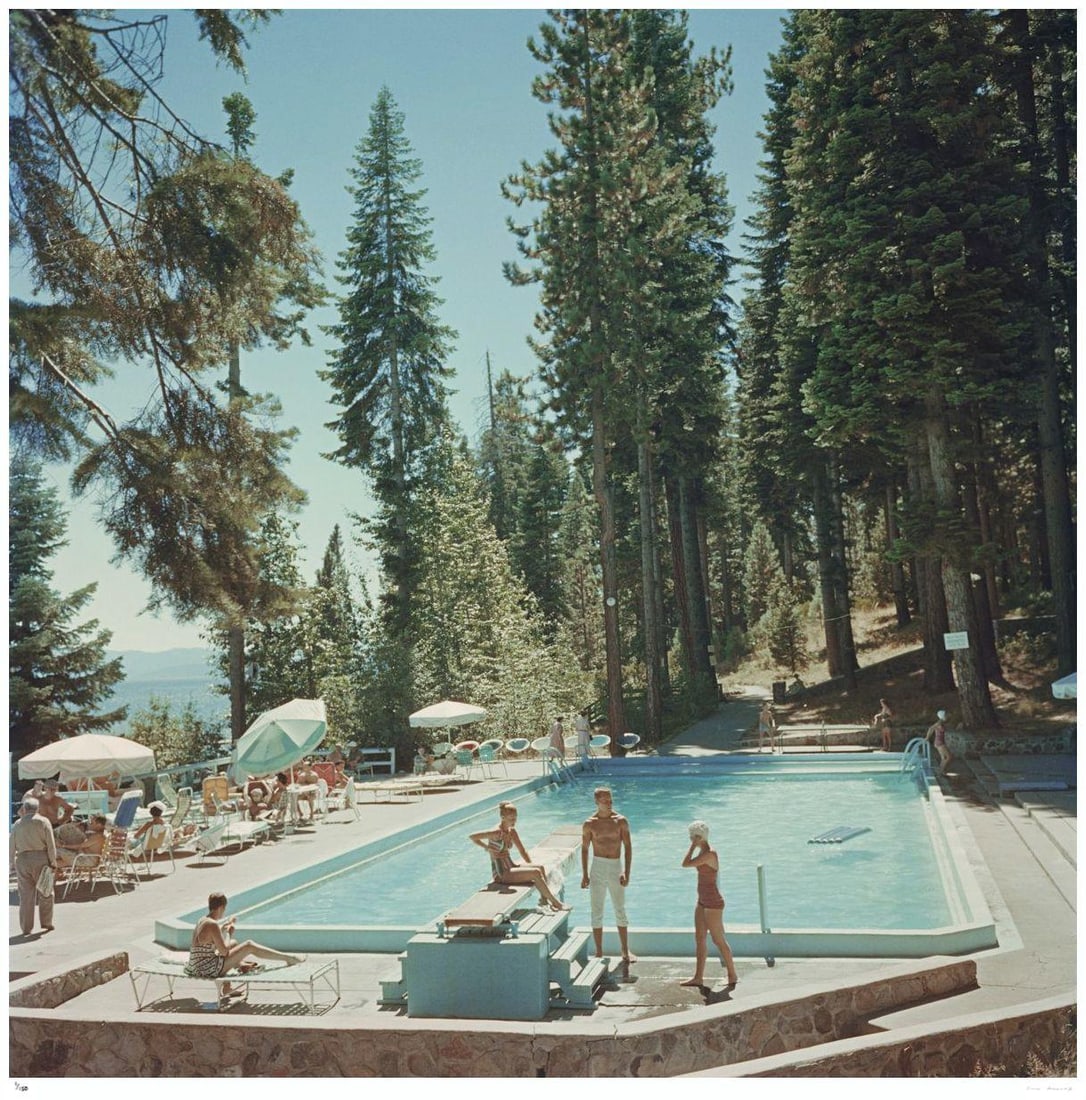 Pool At Lake Tahoe 1959 - Slim Aarons Estate Stamped: 1959 (printed later) - 7