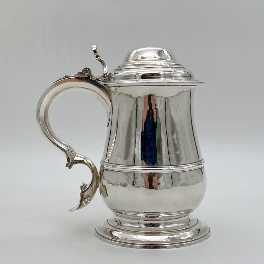 Mid 18th Century Antique George III Silver Tankard & Cover London 1747 Humphrey Payne: Title:Mid 18th Century Antique George III Silver Tankard & Cover London 1747 Humphrey Payne Description:Description Georgian sterling silver quart tankard and cover designed in an elegant baluster for