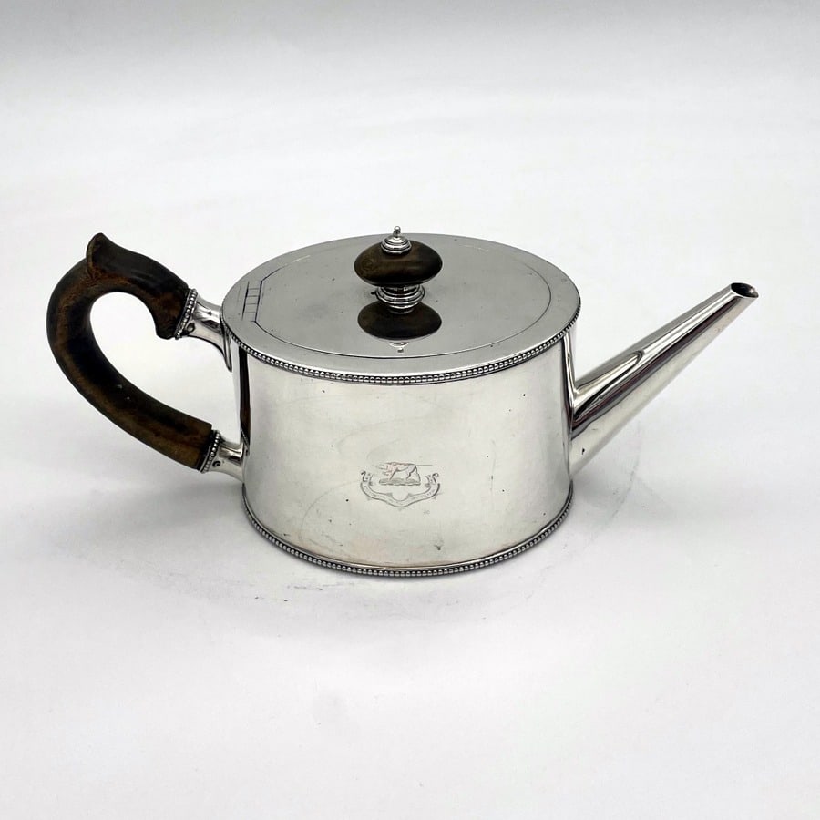 18th Century Antique George III Silver Teapot London 1779 Richard Carter, Daniel Smith & Robert: Title:18th Century Antique George III Silver Teapot London 1779 Richard Carter, Daniel Smith & Robert Sharp Description:Description Charming George III silver oval shaped flush hinged teapot decorated