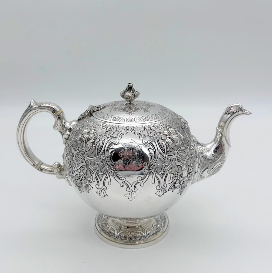 19th Century Antique Victorian Sterling Silver Teapot Edinburgh 1877 Marshall & Sons
