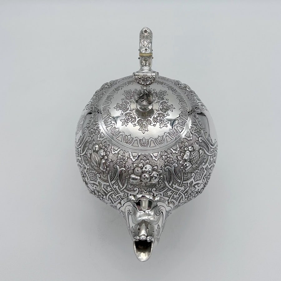 19th Century Antique Victorian Sterling Silver Teapot Edinburgh 1877 Marshall & Sons - 3
