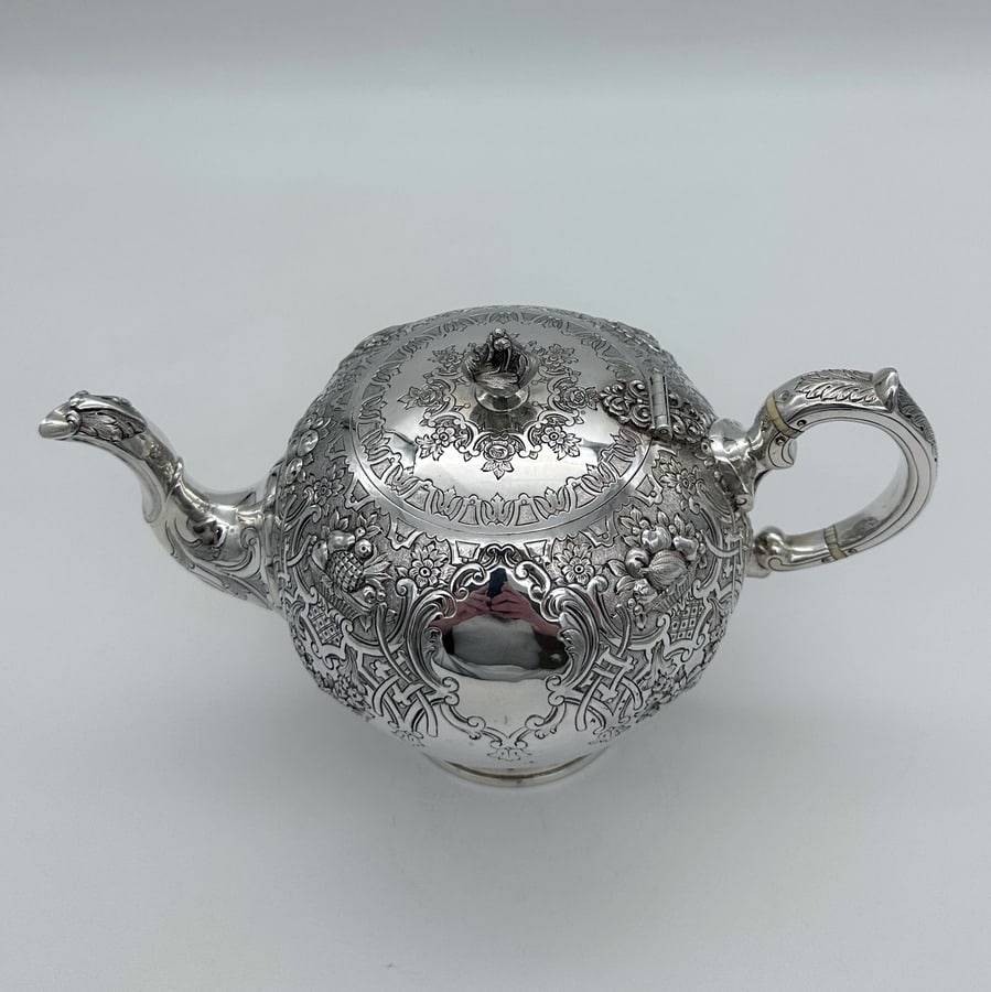 19th Century Antique Victorian Sterling Silver Teapot Edinburgh 1877 Marshall & Sons - 4